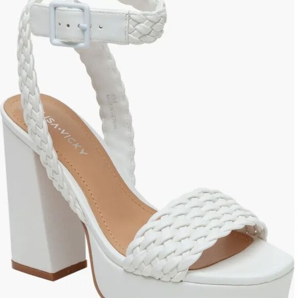 Lisa Vicky JEWEL-V White Weave PU Heels - Picture 3 of 5